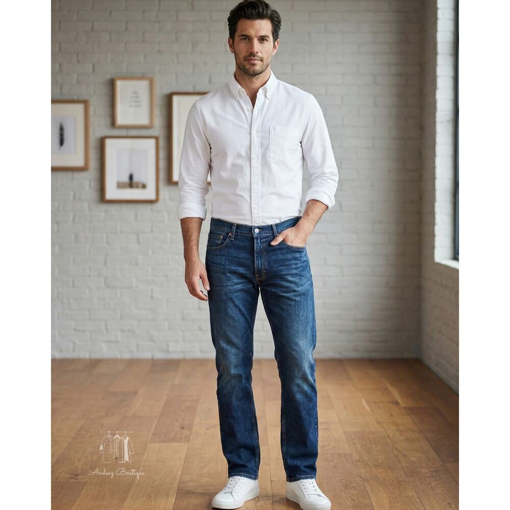 Levi’s 505 Regular Fit Jeans Mens 40x30‎ Dark Rinse Straight Leg Blue Denim